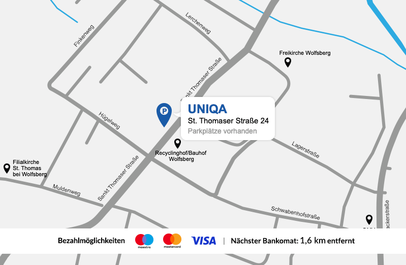 Eine detaillierte gezeichnete Karte der UNIQA Generalagentur DSGS